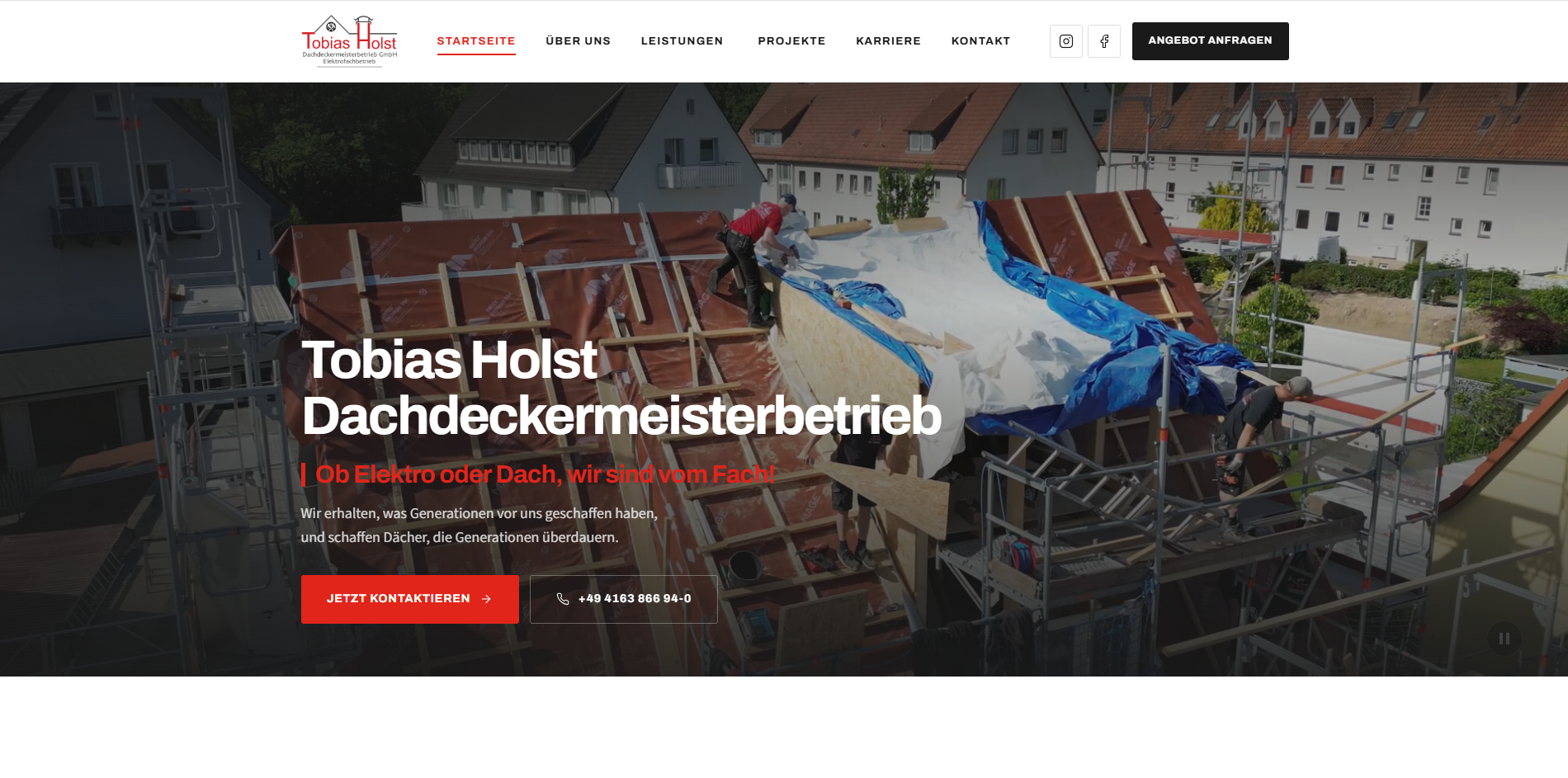 Auftritt für einen Dachdeckermeisterbetrieb