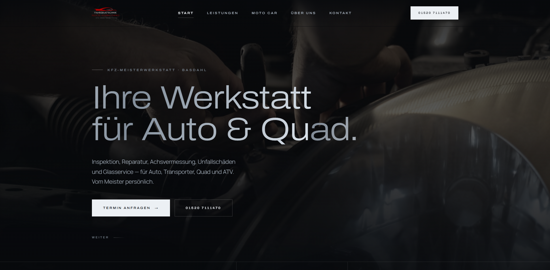 Werkstattauftritt für Auto und Quad